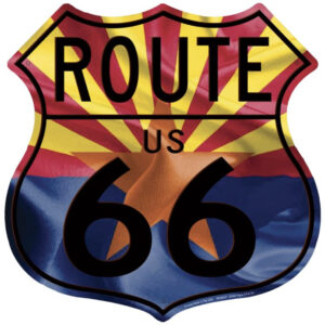 plaque déco américaine murale tole panneau de highway route 66 arizona flag